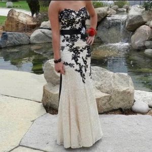 Beige/Black Prom Dress